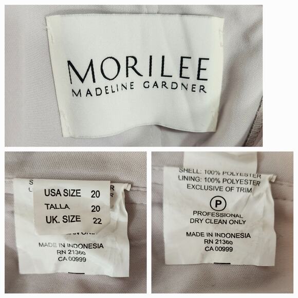 Morilee Bridesmaid Dress Gown sz 20 Women Chiffon Surplice Gathered Waist Silver - Picture 4 of 13